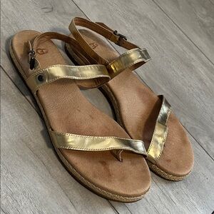 UGG Metallic Gold Leather Sandals, Size 8.5